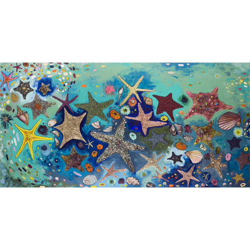 Metallic Starfish Stretched Canvas Wall Art