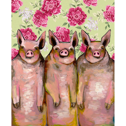 Little Piggies - Floral Stretched Canvas Wall Art