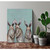 Three Standing Rabbits on Blue Stretched Canvas Wall Art