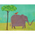 Elephant and Red Bird Stretched Canvas Wall Art
