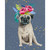 Fancy Pugs - Floral Stretched Canvas Wall Art