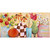 Six Vases on Butter Yellow Stretched Canvas Wall Art