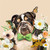 Floral Bulldog Portrait Stretched Canvas Wall Art