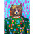 Holiday - Festive Bear Stretched Canvas Wall Art