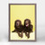Dog Collection - Chocolate Labs On Yellow Mini Framed Canvas