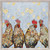 Roosters - Floral Mini Framed Canvas