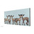 5 Dancing Fawns On Ice Blue Stretched Canvas Wall Art