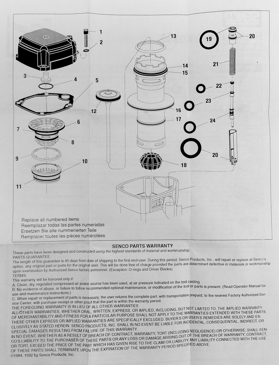 Senco YK0380 Repair KitSN60 SN60J NailerGenuineIn Stock
