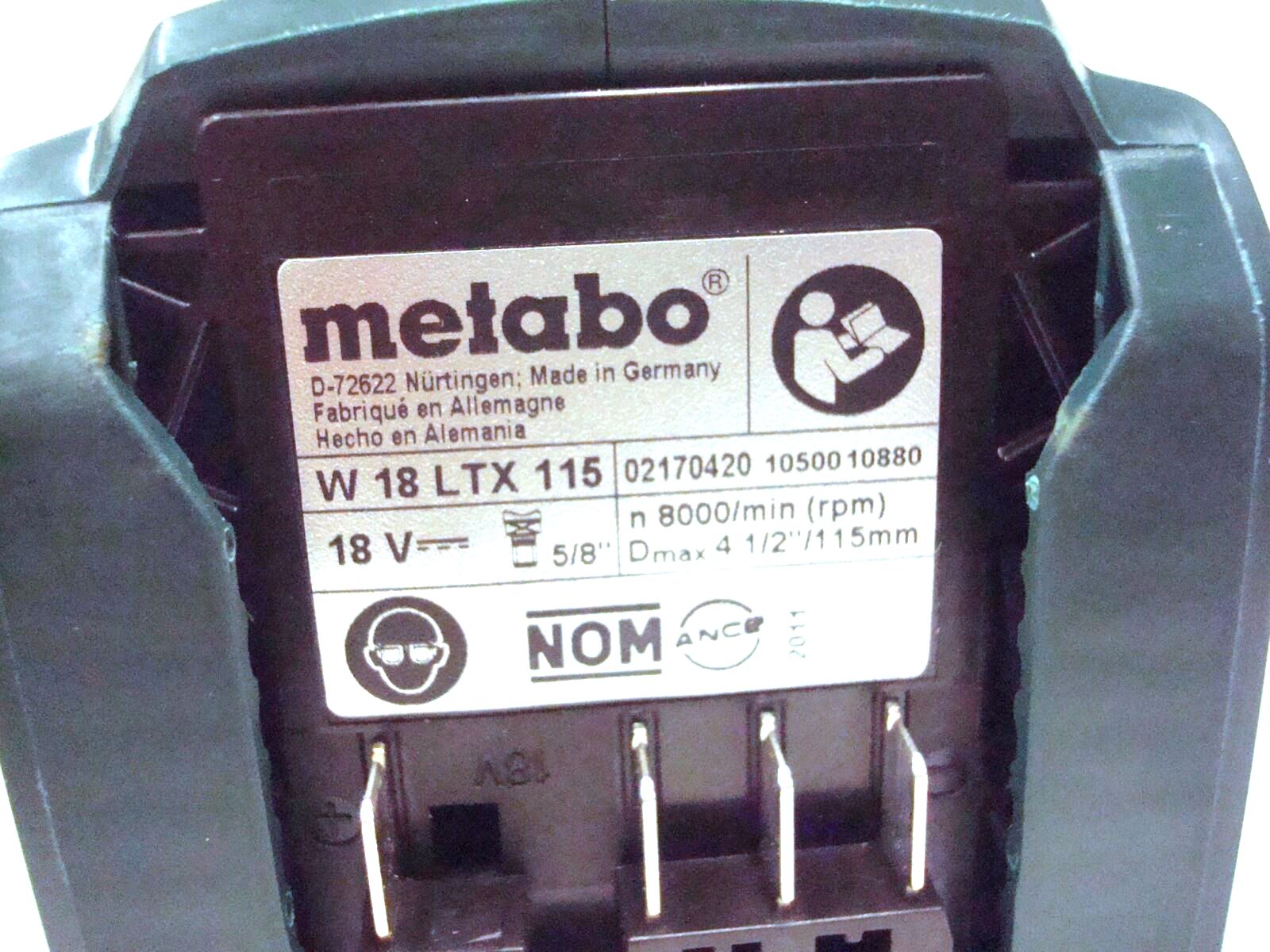 Metabo New Genuine W18 LTX-115 4-1/2" 8,000 RPM 18V Li-Ion Angle Grinder W18LTX 