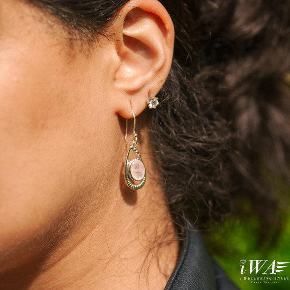 Rose Quartz Delight hook Earring Silver Jewellery Rose Quartz Delight hook Earring Silver Jewellery