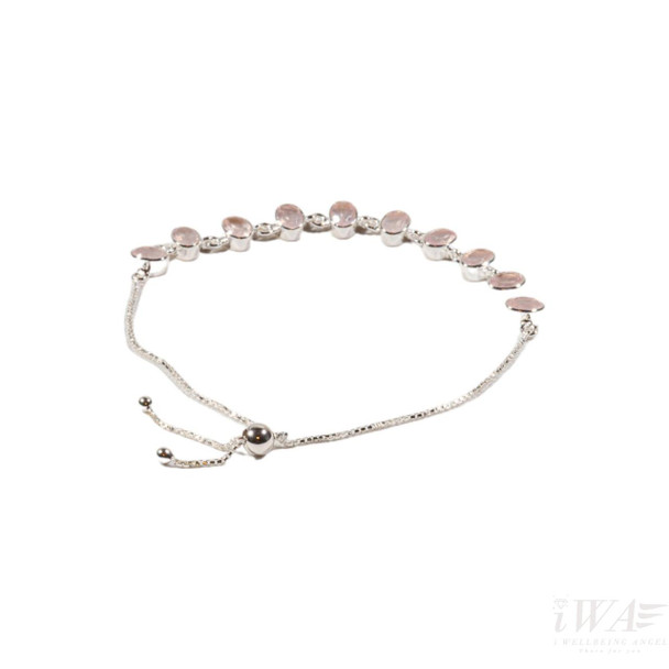 Rose Quartz Deca Slider Bracelet Silver Jewellery
