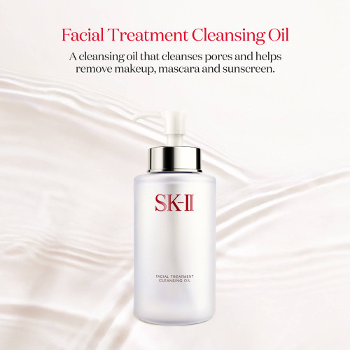 SK-II Facial Treatment Cleansing Oil cleanses stubborn makeup, mascara, and sunscreen