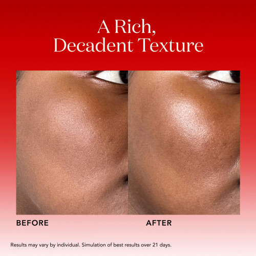 SK-II Skinpower Advanced Cream moisturizer before-and-after results; Results may vary; simulation of best results over 21 days; glowing, hydrated skin - SK-II US