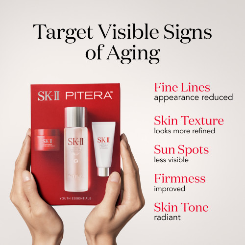 PITERA™ Youth Essentials Kit is SK-II's anti-aging skincare essentials which includes cleanser, essence and moisturizer slide2