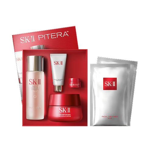 SK-II Anti-Aging Set with Pitera Facial Treatment Essence, Skinpower Cream, and Facial Treatment Mask sheets