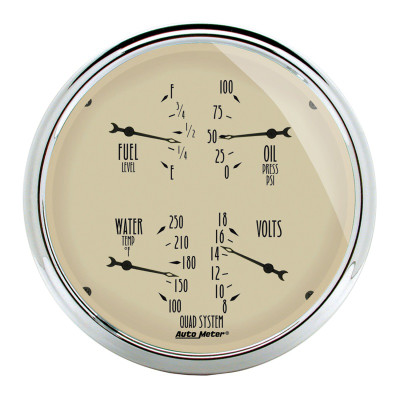 AutoMeter Gauge Quad 5in. 0 Ohm(e) to 90 Ohm(f)Elec Antique Beige - 1819 Photo - Primary