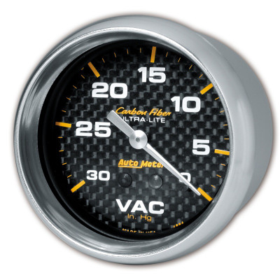 AutoMeter Gauge Vacuum 2-5/8in. 30Inhg Mechanical Carbon Fiber - 4884 Photo - Primary