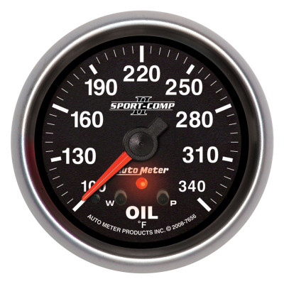 AutoMeter Gauge Oil Temp 2-5/8in. 340 Deg. F Stepper Motor W/ Peak & Warn Sport-Comp II - 7656 Photo - Primary