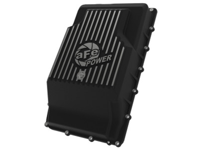 aFe 17-24 Ford F-150 10R60/10R80 Pro Series Rear Transmission Pan Black w/ Machined Fins - 46-71330B Photo - Primary