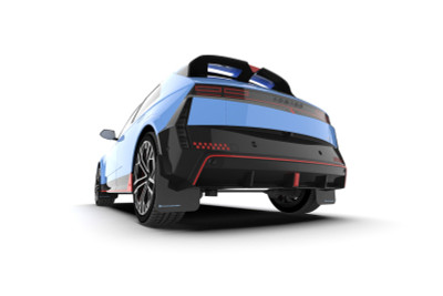 Rally Armor 2025+ Hyundai Ioniq 5 N Black Mud Flap w/ Light Blue Logo - MF117-UR-BLK-PBL User 1