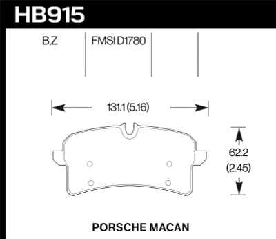 Hawk 16-18 Porsche Macan HPS 5.0 Street Rear Brake Pads - HB915B.664 Photo - Primary