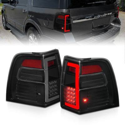 ANZO 07-17 Ford Expedition LED Taillights w/ Light Bar Black Housing Smoke Lens - 311409 Photo - Primary