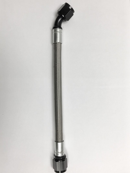 Fragola -10AN PTFE Hose Assembly Straight x 45 Degree 12in - 6010-1-4-12BL