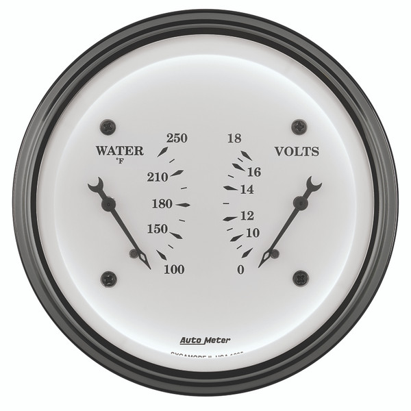 AutoMeter Gauge Dual Wtmp & Volt 3-3/8in. 250 Deg. F & 18V Elec Old Tyme White - 1630