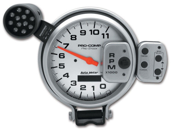 AutoMeter Gauge Tach 5in. 11K RPM Pro-Stock Pedestal W/ Super Lite & Peak Mem Ul - 6834