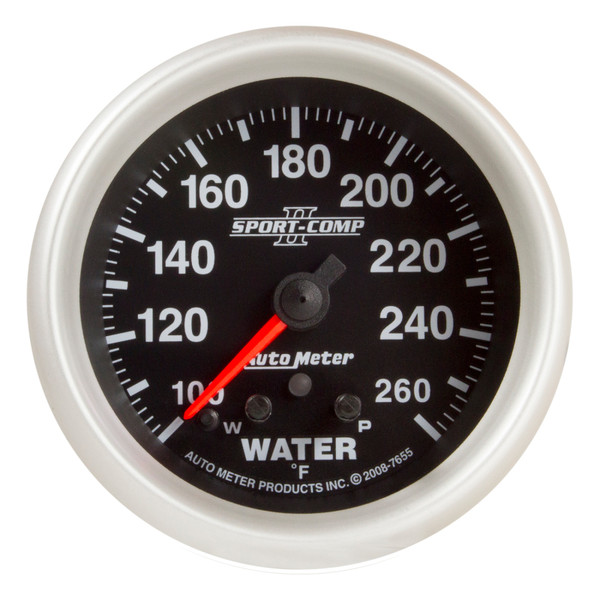 AutoMeter Gauge Water Temp 2-5/8in. 260 Deg. F Stepper Motor W/ Peak & Warn Sport-Comp II - 7655