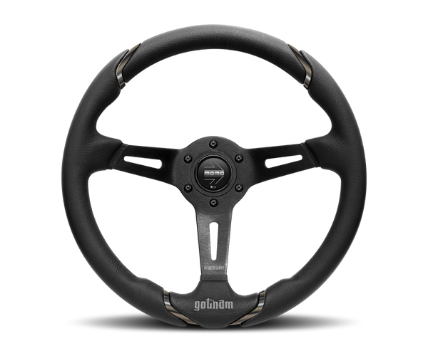 Momo Gotham Steering Wheel 350 mm - Black Leather/Black Spokes - GOT35BK0B