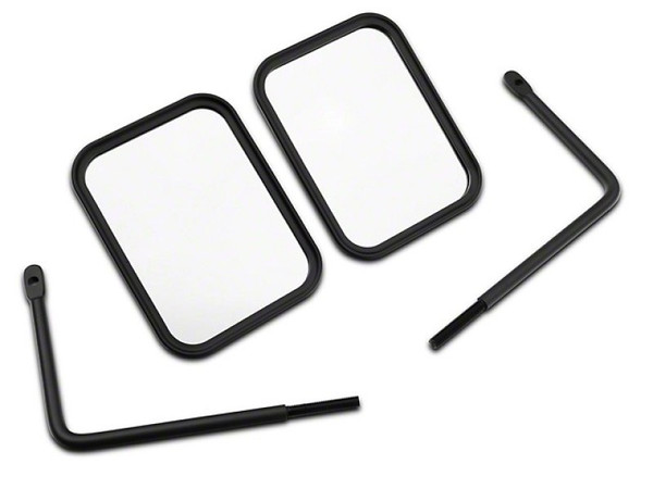 Officially Licensed Jeep 66-18 CJ5/ CJ7/Wrangler YJ/ TJ/JK Adv Mirrors w Embossed Jeep Logo-Txt Blk - OLJJ157728