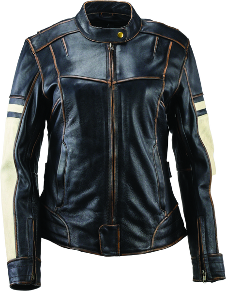 River Road Dame Vintage Leather Jacket Black Womens - Large - 094390
