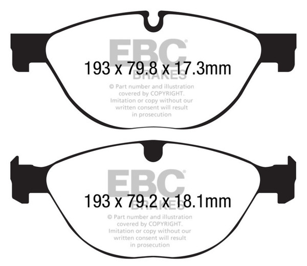 EBC 13+ Jaguar F-Type (Cast Iron Only) 3.0 Supercharged (380) Perf Pkg Yellowstuff Front Brake Pads - DP42191R