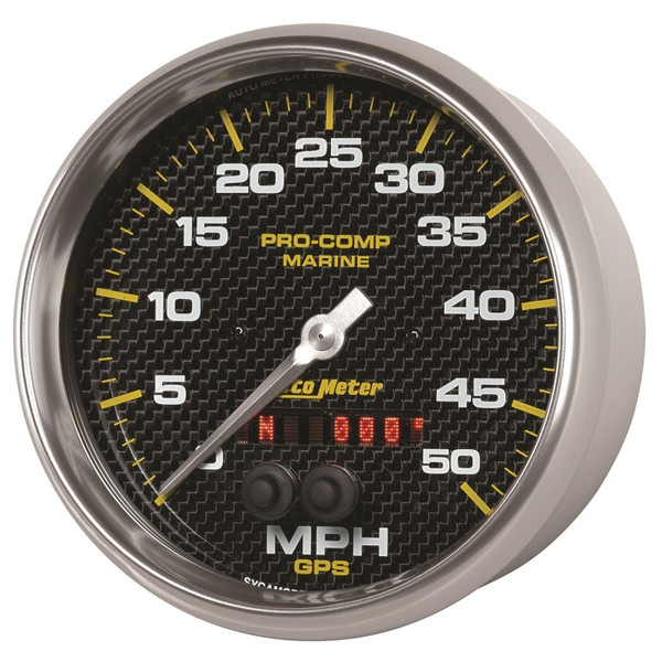 Autometer Speedometer Gauge 5 inch 50MPH GPS Marine Carbon Fiber - 200644-40