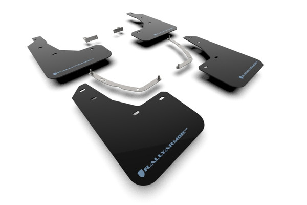 Rally Armor 2025 Hyundai Ioniq 5 PE Black UR Mud Flap w/ Performance Blue Logo - MF137-UR-BLK-PBL