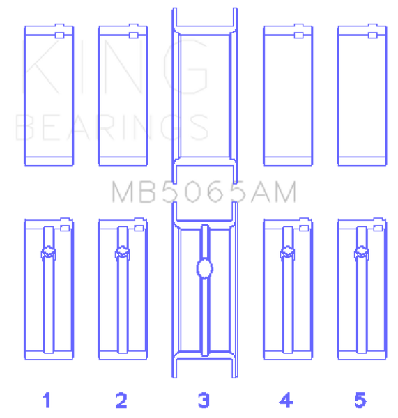 King Chrysler/Mitsubishi 122ci 2.0L (Size 0.25) Main Bearing Set - MB5065AM0.25