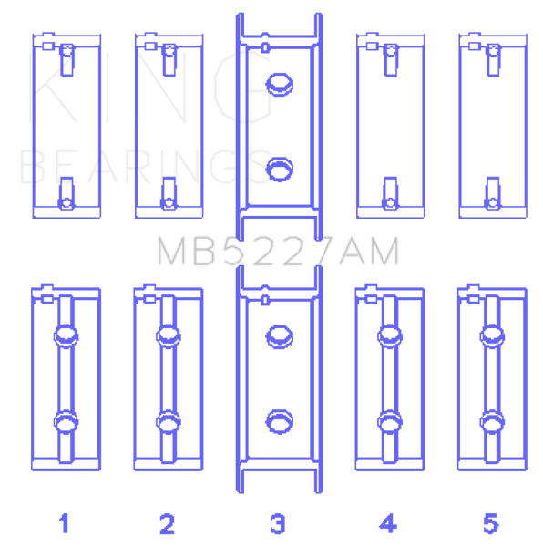 King Engine Bearings Mitsubishi 4G63/4G63T (->92) (Size +0.25mm) Main Bearing Set - MB5227AM0.25