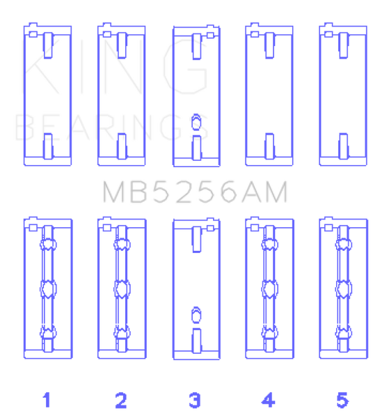 King Engine Bearings Hyundai Lantra 1600 (Size +0.50mm) Main Bearing Set - MB5256AM0.5