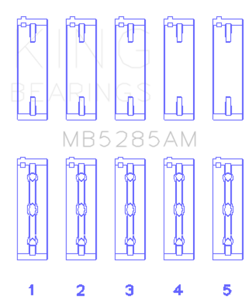 King Engine Bearings Suzuki J18K/J20A (Size +0.50mm) Main Bearing Set - MB5285AM0.5