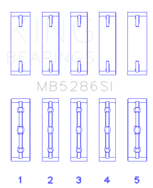King Engine Bearings Toyota 1Uz-Fe/2Uz-Fe/3Uz-Fe (Size +0.50mm) Main Bearing Set - MB5286SI0.5