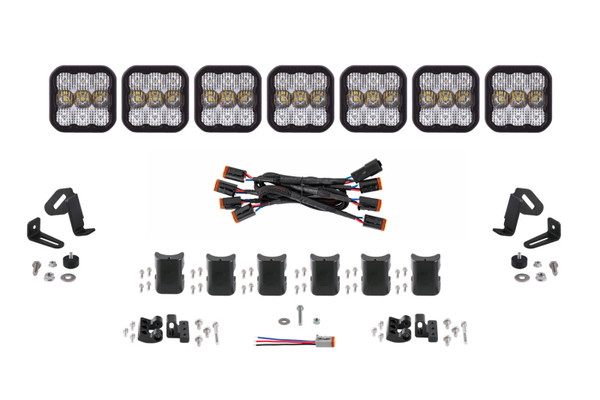 Diode Dynamics SS5 Sport Universal CrossLink 7-Pod Lightbar - White Combo - DD6800
