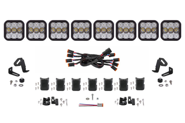 Diode Dynamics SS5 Sport Universal CrossLink 8-Pod Lightbar - White Combo - DD6802