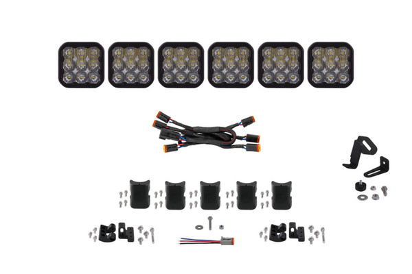 Diode Dynamics SS5 Pro Universal CrossLink 6-Pod Lightbar - White Driving - DD7256