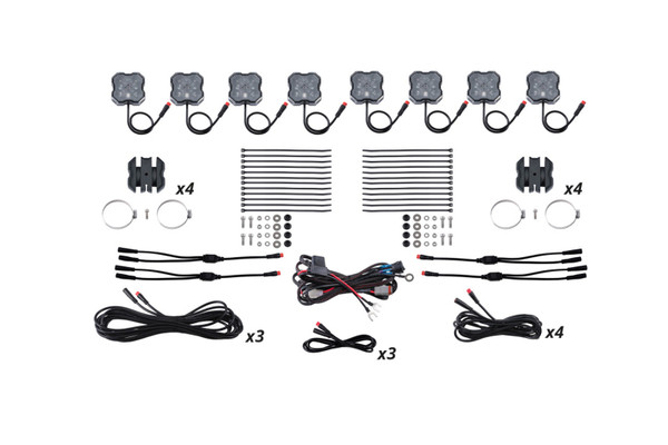 Diode Dynamics Stage Series SXS Rock Light Installer Kit - RGBW M8 (8-pack) - DD7753