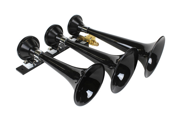 Kleinn Black Triple Horn/ 15In/13In/11In - High Impact ABS Trumpet/ Zinc Alloy Base - 230