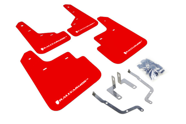 Rally Armor 14-18 Mazda3 Red UR Mud Flap w/White Logo - MF31-UR-RD/WH