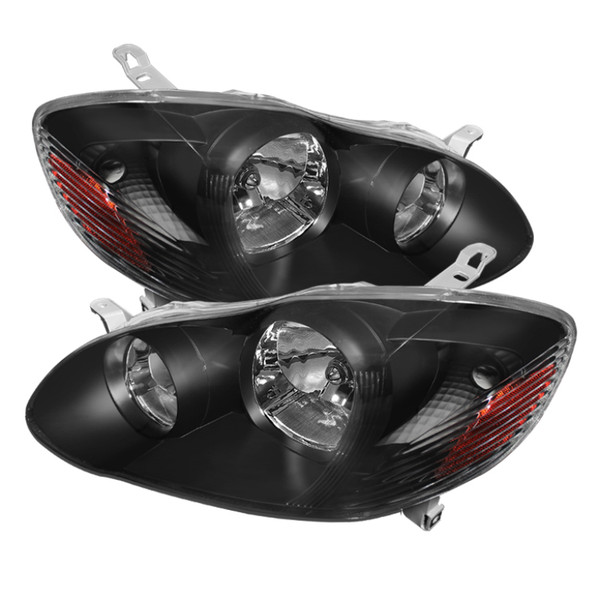 Xtune Toyota Corolla 03-06 Crystal Headlights Black HD-JH-TC03-AM-BK - 5073754