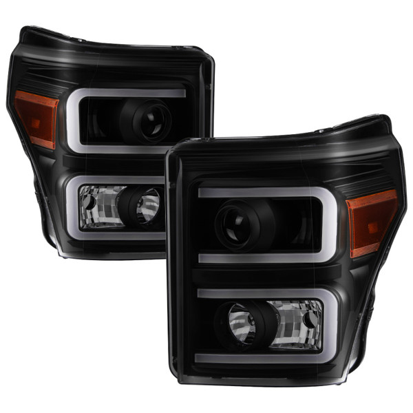 Xtune Ford Super Duty 11-16 Projector Headlights Light Bar Drl Black Smoked PRO-JH-FS11-LBBRL-BSM - 9034930