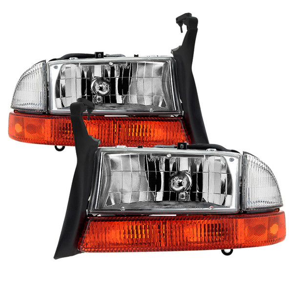 xTune Dodge Dakota 97-04 OEM Style Headlights w/ Bumper Signal Lights - Chrome HD-JH-DDAK97-OE-SET - 9035128